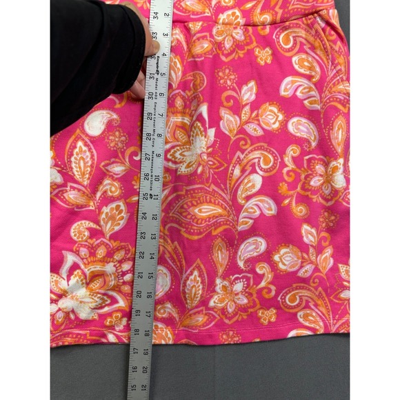 Belle Kim Gravel Pink Floral Paisley Skort Womens Medium Elastic Waist Skirt - Picture 8 of 10